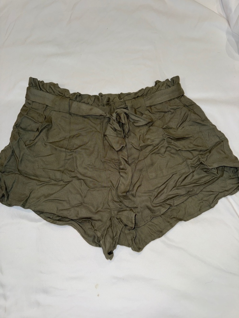 Jack by BB Dakota Olive High-Rise Paperbag Shorts